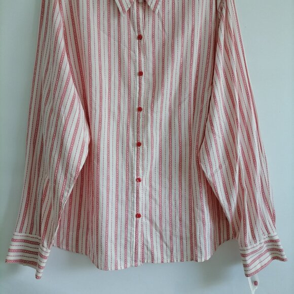 NWT Izod Womens White Pink Striped Collared Y2K Button Up Shirt Plus Size 3X - Picture 3 of 8